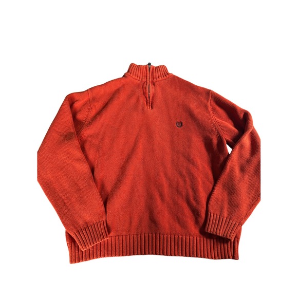 Chaps Boys XL (18-20) Orange Quarter Zip Sweater 100% Cotton Pullover - Picture 1 of 5